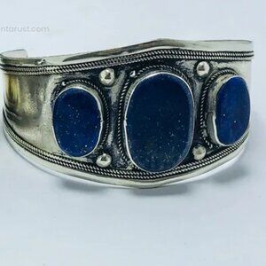 Single Tribal Stones Boho Cuff, Afghan Kuchi Ethnic Bracelet, Handmade Cuff